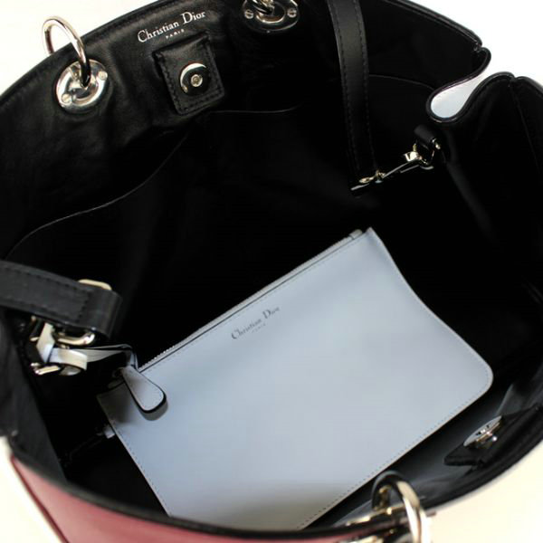 Christian Dior diorissimo original calfskin leather bag 44373 wine red & white & black
